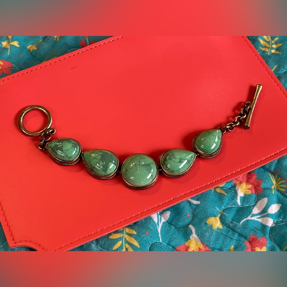 JEWELRY SALE Lucky Brand southwest bracelet,antique bronze,turquoise stones - Picture 5 of 11